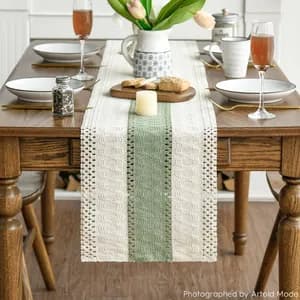 Cream Sage Crochet Table Runner