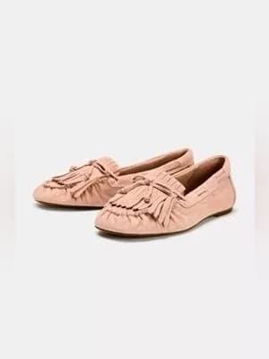 Genuine leather fringed loafers from Zara for women