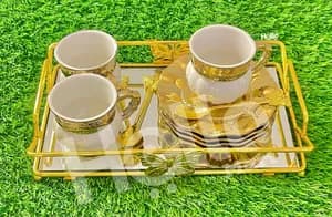 Gold Service Tray with Cups