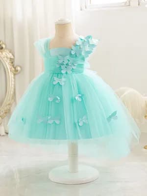 MK- 0598 3D butterfly mesh flower dress