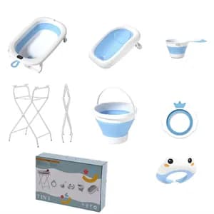 7 in 1 foldable baby bathtub with thermometer and stand