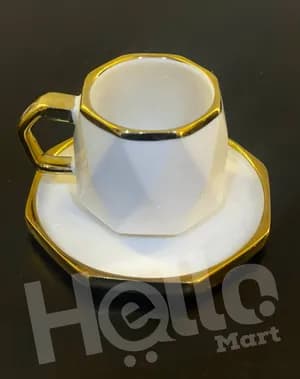 6-Piece White Gold Coffee Cup Set