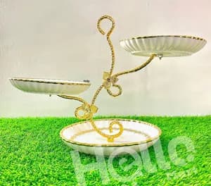 3-Tier Golden Metal Fruit Stand