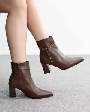 Buckle decor ankle boots