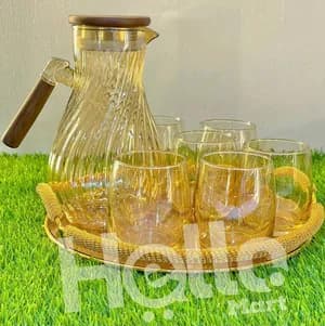 Glass Water Jug with 6 Glasses
