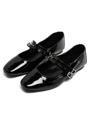 R&B buckle belt ballerina flat