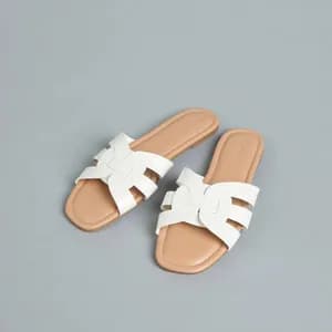 MAX White Slip-On Flat Sandals