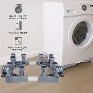 Adjustable Washing Machine Stand with Wheels