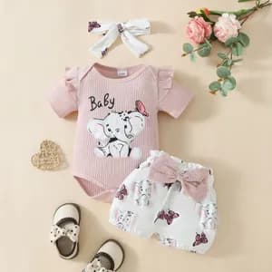 Babygirl Three Piece set Short, Tshirt Headband set