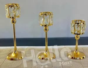 Set of 3 Gold Candle Holders