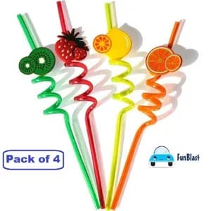 Plastic Reusable Art Painted Straw