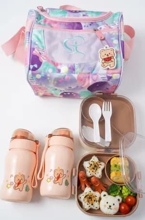 Children's Lunch Box Set with Bag and Water Bottles