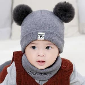 Knitted beanie hat and scarf set