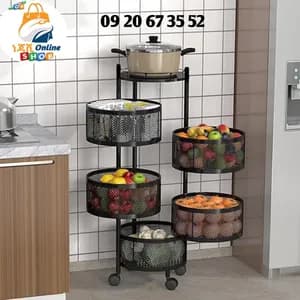 Moveable and Rotatable Kitchen Storage Rack