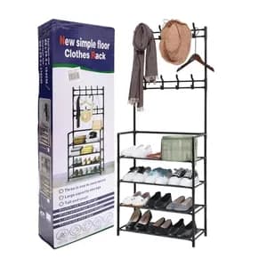 Multifunctional metal floor clothes rack