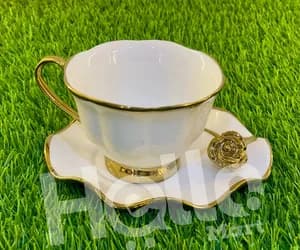 Gold Rim Milk Tea Cup Set