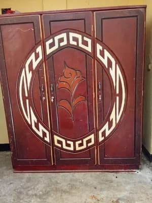 Three-Compartment Wooden Wardrobe Closet