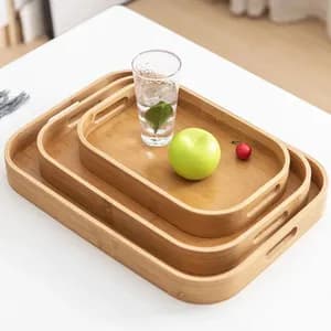 3 Pcs Bamboo pallet food tray