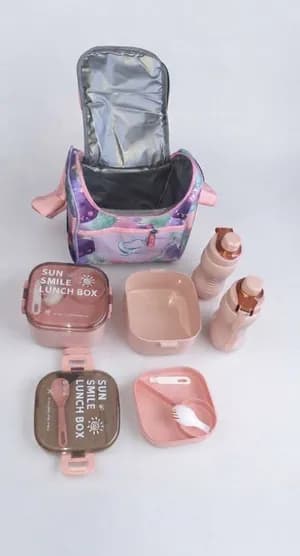 Children's Lunch Box Set with Bag and Water Bottles