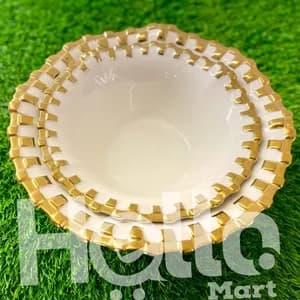Gold Rim Food Serving Bowls