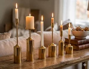 Set of 6 Gold Candle Holders