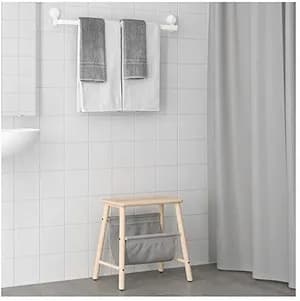 IKEA TISKEN Towel Rack with Suction Cup (Extendable Upto 83 cm, White/ black)