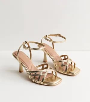 New look faux leather cage stiletto sandals