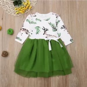 Baby Deer Print Mesh Dress