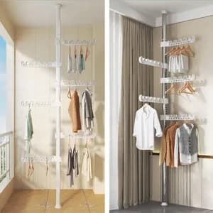 Telescopic Floor Ceiling Free Standing Cloth Drying Pole
