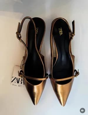 Zara Gold Slingback Heels
