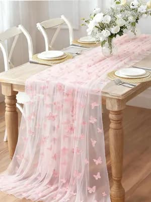 Glitter mesh butterfly design table runner for occasion