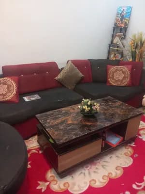 Red and Black Sofa Set