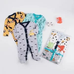 3-piece newborn Baby foot(የዱባይ) wrapped Jumpsuit