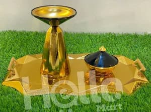Golden Incense Burner Tray Set