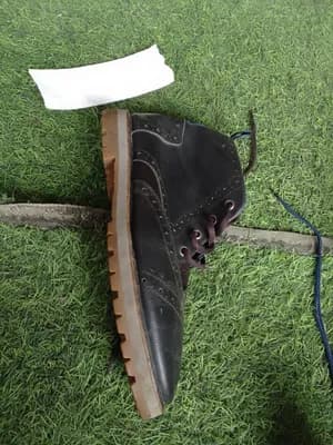 Black Leather Lace-Up Boot