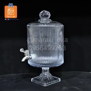 Glass Dispenser Jar with Stand and Tumbler