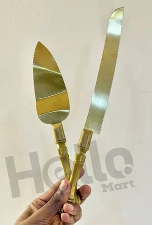 Golden Cake Cutter and Server Set