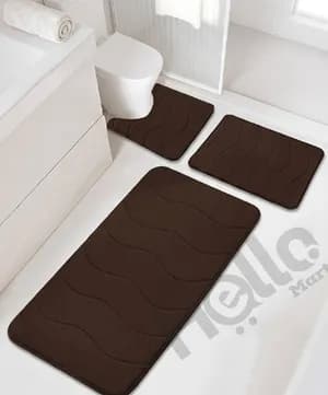 Brown Bathroom Mats 3 Piece Set