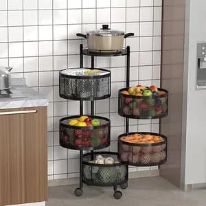 Moveable and Rotatable Kitchen Storage Rack