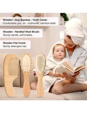 Shein Baby Wooden Hair Brush Set