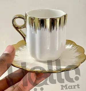 Gold Trim Coffee Cup Set 6 Pieces