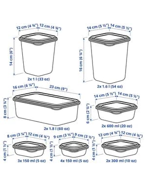IKEA Food Container, Set Of 17, transparent/green
